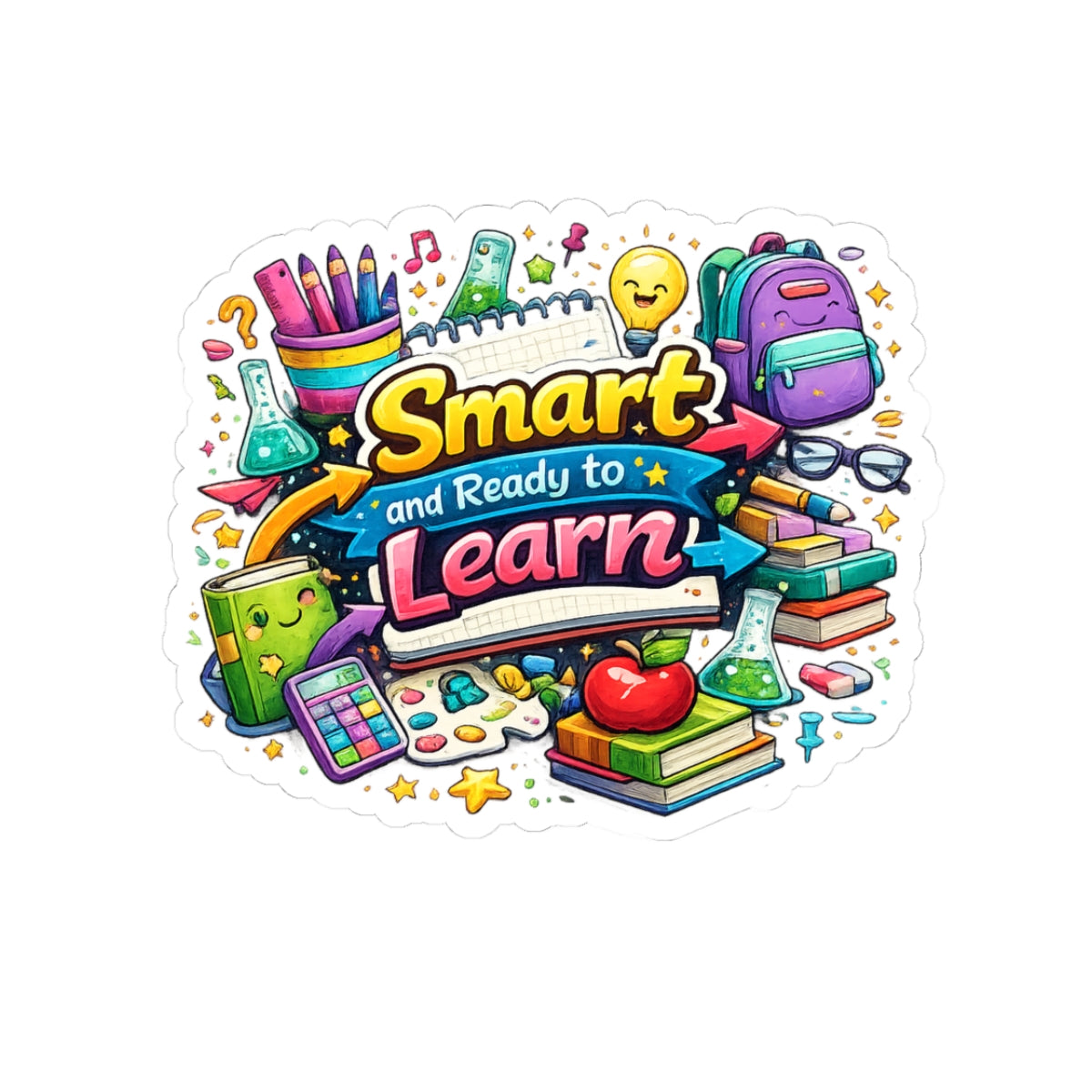 Smart and Ready to Learn Sticker — School Supplies Kiss-Cut Decal