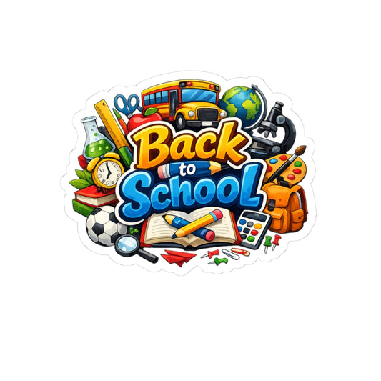 Back to School Sticker — Colorful Kiss-Cut School Supplies Decal