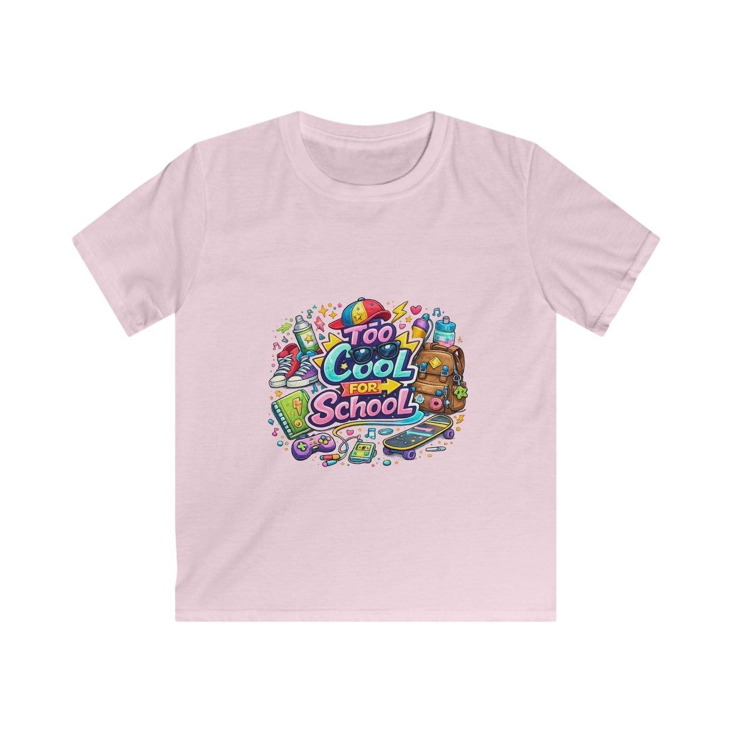 Kids Tee — "Too Cool for School" Colorful Back-to-School Graphic
