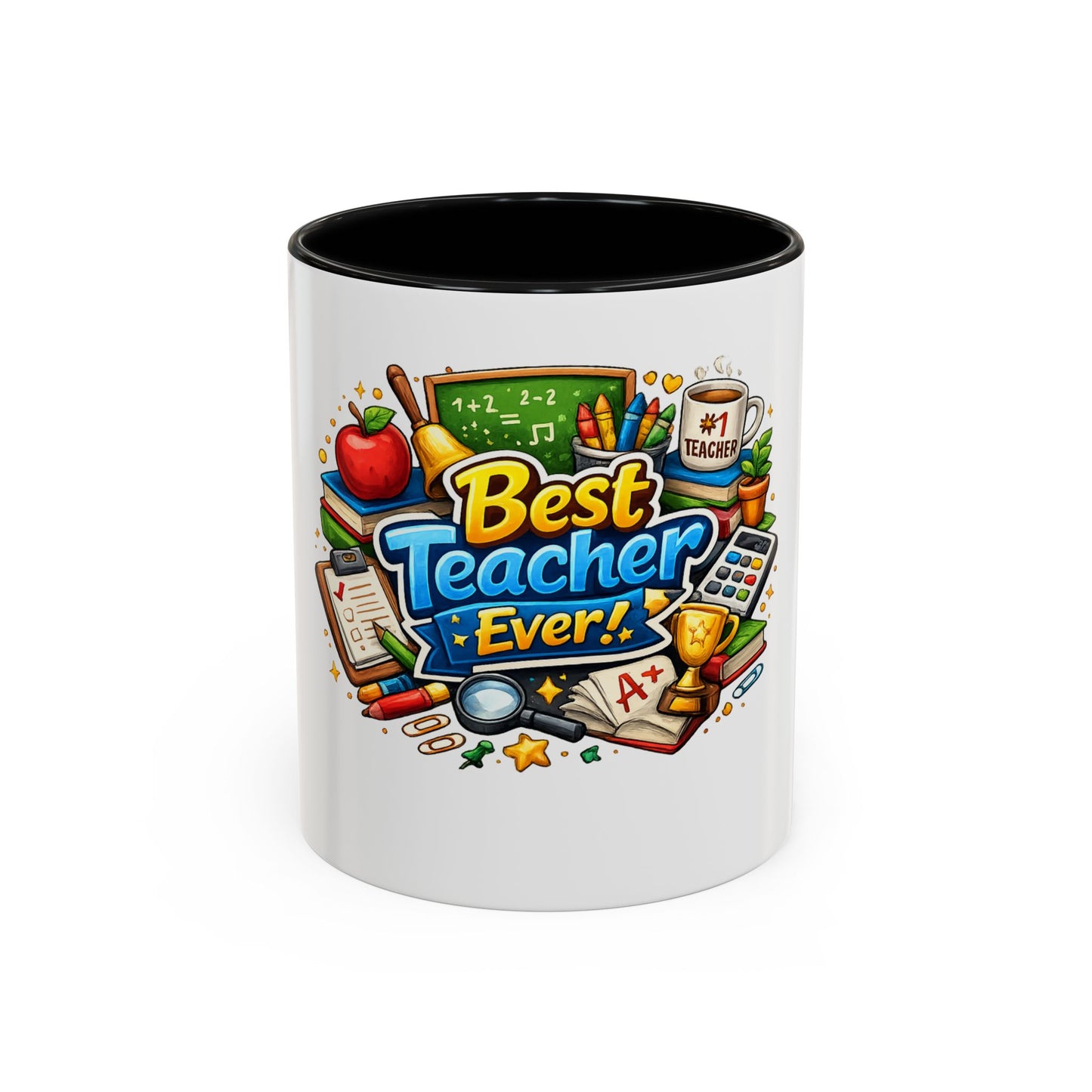 Best Teacher Ever! Accent Coffee Mug — Gift for Teachers (11/15 oz)