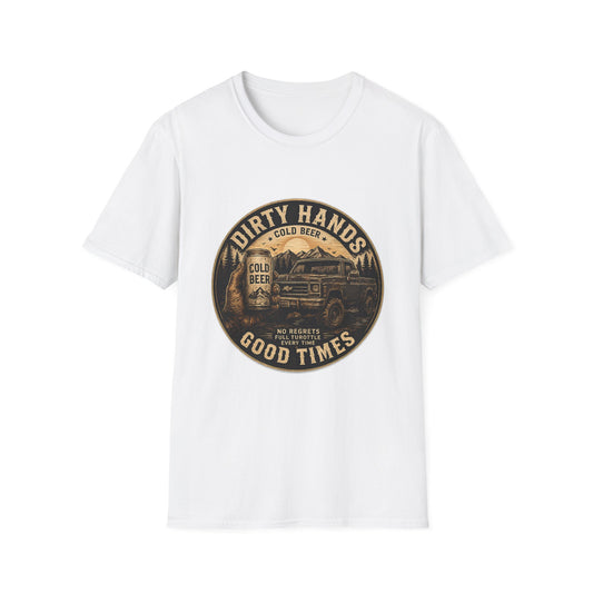 Dirty Hands Cold Beer T‑Shirt — Vintage Outdoor Camper Good Times Tee